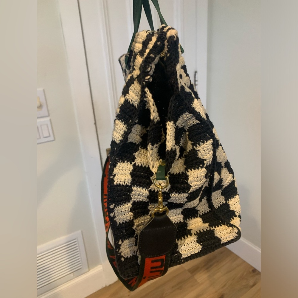 Clare V Black and Cream Checkered Tote - Picture 10 of 11